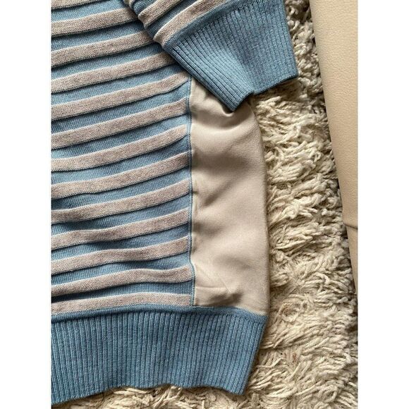 St. John Sweater Top Wool Silk Striped XL Grey Blue Blouse St Pullover - Picture 5 of 10